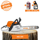 Motofierastrau STIHL MS 311 Putere 4.2 CP lama 40cm 1.6mm pas lant 3/8" + ulei amestec 2T 1L + ulei forest plus 2L
