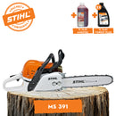 Motofierastrau STIHL MS 391 putere 4.5CP lama 40cm 1.6mm pas lant 3/8" + ulei amestec 2T 1L + ulei forest plus 2L
