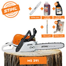 Motofierastrau STIHL MS 391 putere 4.5CP lama 40cm 1.6mm pas lant 3/8" + ulei amestec 2T 1L + ulei forest plus 2L + 2x extra lant + extra sina + pila lant