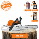 Motofierastrau STIHL MS 391 putere 4.5CP lama 40cm 1.6mm pas lant 3/8" + ulei amestec 2T 1L + ulei forest plus 2L + service kit 18