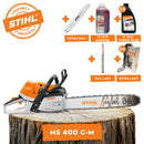 Motofierastrau profesional STIHL MS 400 C-M putere 5.4 CP lama 45cm 1.6mm RS + ulei amestec 2T 1L + ulei forest plus 2L + extra lant + extra sina + pila lant