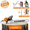 Motofierastrau profesional STIHL MS 500i putere 6.8CP lama 50cm pas lant 3/8" RS Rollomatic ES Light + ulei amestec 2T 1L + ulei forest plus 2L + 2x extra lant + extra sina + pila lant