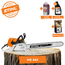 Motofierastrau profesional STIHL MS 661 putere 7.3CP lama 75 cm 1.6mm pas lant 3/8" 36RSC + ulei amestec 2T 1L + ulei forest plus 2L + service kit 16