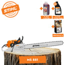 Motofierastrau profesional STIHL MS 881 putere 8.7CP lama 105 cm pas lant .404" RS + ulei amestec 2T 1L + ulei forest plus 2L + service kit 4