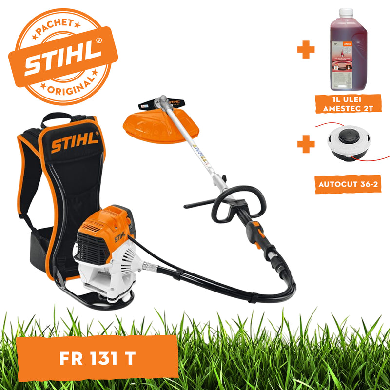 Motocoasa portabila STIHL FR 131 T putere 1.4kW diametru taiere 42cm cutit pentru iarba 230-2 + ulei amestec 2T 1L + AutoCut 36-2