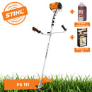 Motocoasa STIHL FS 111 motor 1.4 CP latime lucru 42cm cutit pentru iarba 230-2 chinga dubla pentru umeri + ulei amestec 2T 1L + service kit 30
