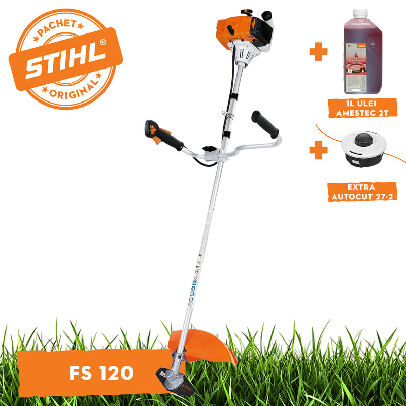 Motocoasa STIHL FS 120 putere 1.8 CP autocut 27-2 chinga de transport + ulei amestec 2T 1L + extra AutoCut 27-2