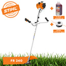 Motocoasa STIHL FS 240 motor 2.3 CP latime lucru 42cm cutit taietor pentru tufisuri 250-3 chinga de transporti + ulei amestec 2T 1L + AutoCut 27-2