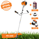 Motocoasa STIHL FS 240 motor 2.3 CP latime lucru 42cm cutit taietor pentru tufisuri 250-3 chinga de transporti + ulei amestec 2T 1L + AutoCut 27-2 + viziera cu antifoane