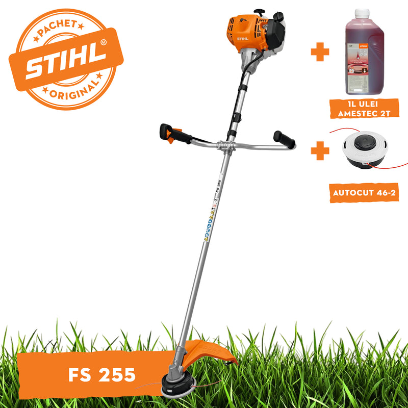 Motocoasa profesionala STIHL FS 255 putere 2.04 CP latime lucru 45cm AutoCut 46-2 + ulei amestec 2T 1L + extra AutoCut 46-2