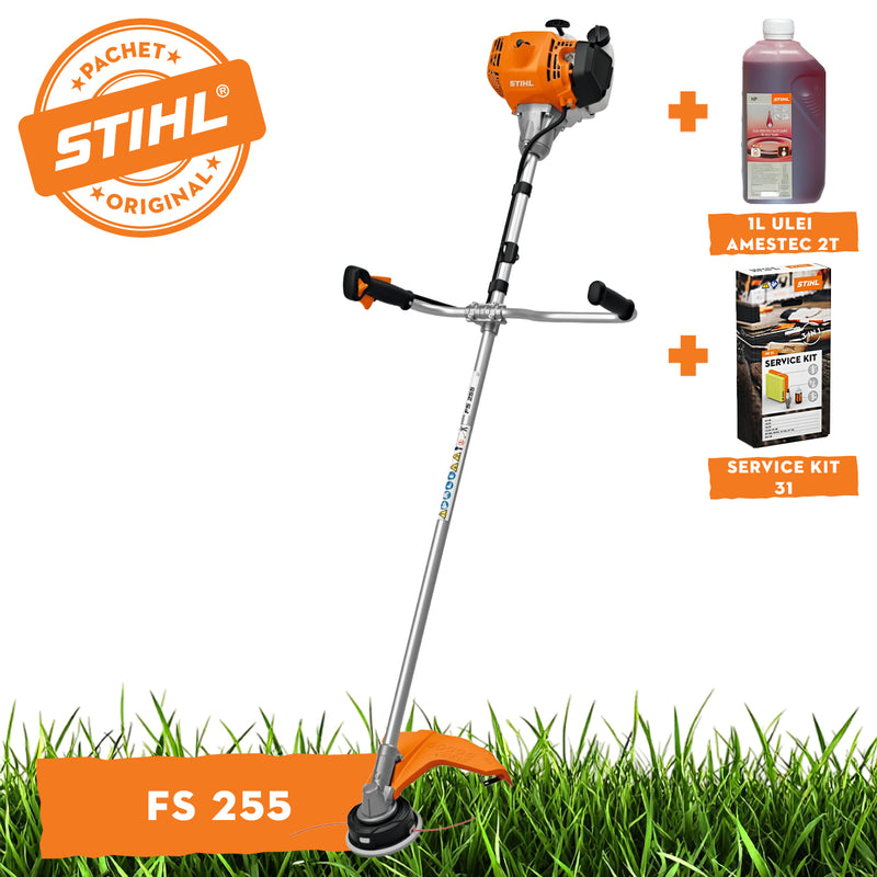 Motocoasa profesionala STIHL FS 255 putere 2.04 CP latime lucru 45cm AutoCut 46-2 + ulei amestec 2T 1L + service kit 31