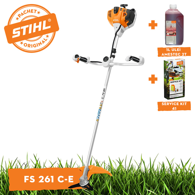 Motocoasa STIHL FS 361 motor 2.3 CP latime de lucru 52 cm cutit taietor pentru tufisuri 300-3 centura universala advance plus + ulei amestec 2T 1L + service kit 41