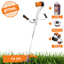Motocoasa profesionala STIHL FS 311 putere 1.9 CP latime lucru 48cm cutit taietor pentru tufisuri 300-3 centura universala advance plus + ulei amestec 2T 1L + AutoCut 46-2 + viziera cu antifoane
