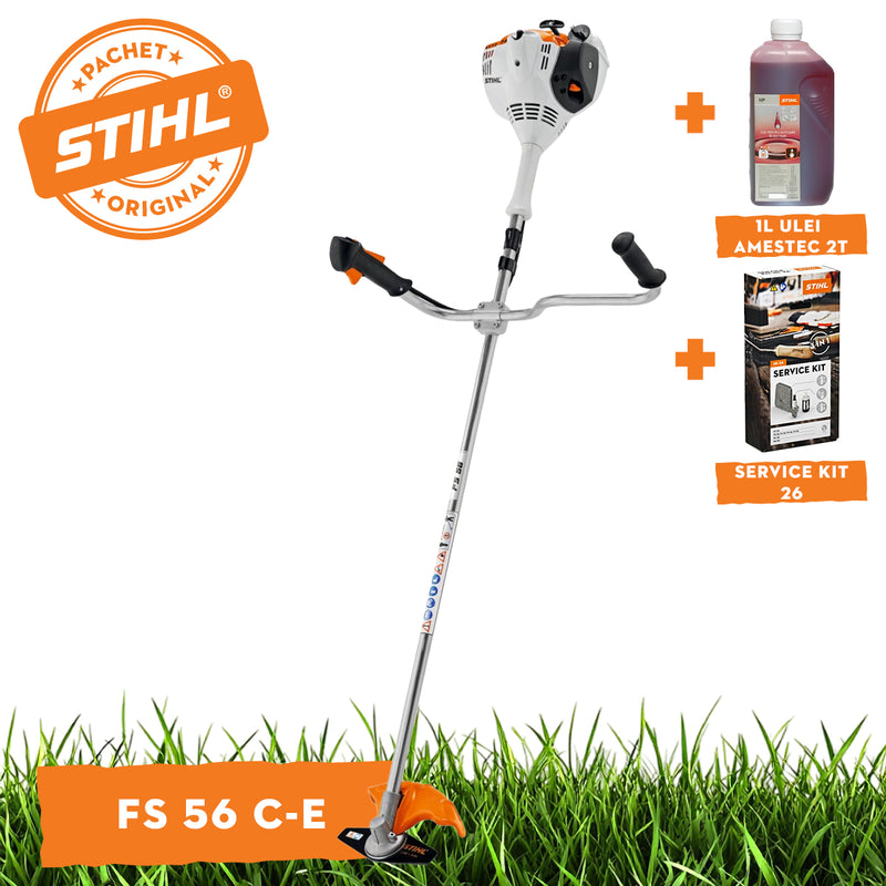 Cositoare de umar STIHL FS 56 C-E 2 timpi putere 1.1CP latime lucru 42 cm cutit pentru iarba 230-2 chinga de transport + ulei amestec 2T 1L  + service kit 24