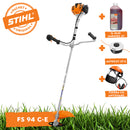 Motocoasa STIHL FS 94 C-E motor 1.2 CP latime lucru 42cm cutit pentru iarba 230-2 chinga dubla pentru umeri + ulei amestec 2T 1L + AutoCut 27-2 + viziera cu antifoane