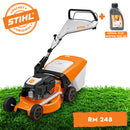 Masina de tuns iarba STIHL RM 248 T autopropulsata benzina latime taiere 46 cm inaltime reglabila cos colector 52 L + ulei motor 10W-30 0.6L