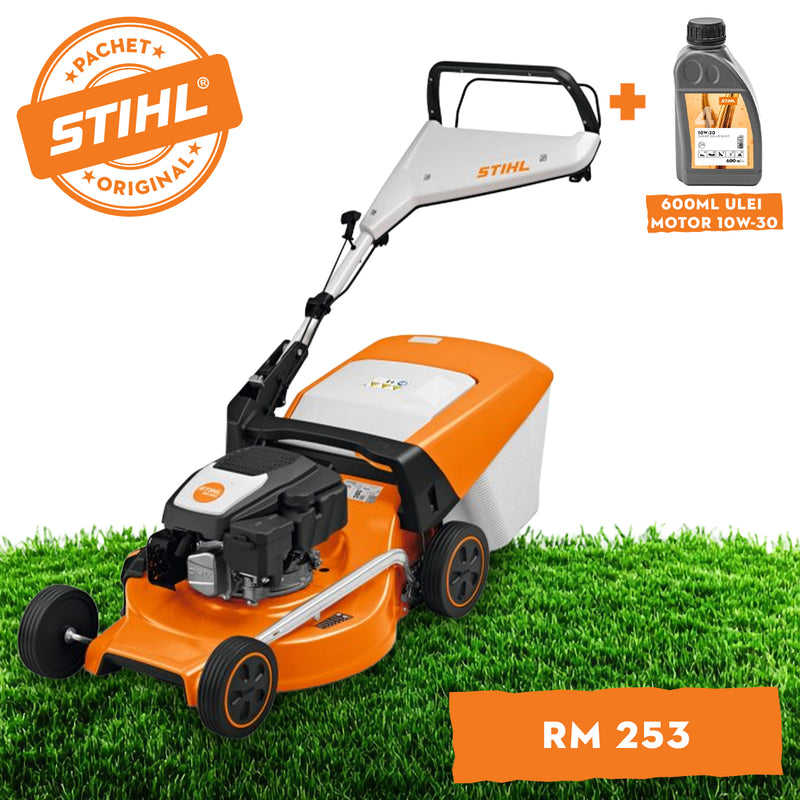 Masina de tuns iarba STIHL RM 253 benzina latime taiere 51 cm inaltime reglabila cos colector 55 L + ulei motor 10W-30 0.6L