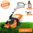 Masina de tuns iarba STIHL RM 253 T autopropulsata benzina latime de taiere 51 cm inaltime reglabila cos colector 55 L + ulei motor 10W-30 0.6L + kit ingrijire si curatare