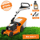 Masina de tuns iarba STIHL RM 448 V benzina autopropulsata latime taiere 46 cm cos colector 52 L + ulei motor 10W-30 0.6L + kit mulcire AMK 048