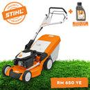 Masina pentru tuns gazonul STIHL RM 650.1 VE autopropulsata Electric-start latime taiere 48 cm cos 70 l 3.5 CP benzina + ulei motor 10W-30 0.6L