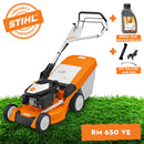 Masina pentru tuns gazonul STIHL RM 650.1 VE autopropulsata Electric-start latime taiere 48 cm cos 70 l 3.5 CP benzina + ulei motor 10W-30 0.6L + kit mulcire AMK 045