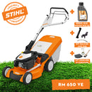Masina pentru tuns gazonul STIHL RM 650.1 VE autopropulsata Electric-start latime taiere 48 cm cos 70 l 3.5 CP benzina + ulei motor 10W-30 0.6L + kit mulcire AMK 045 + kit ingrijire si curatare
