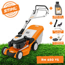 Masina de tuns iarba pe benzina STIHL RM 650 VS  latime lucru 48 cm motor 3.5CP cos 70 l + ulei motor 10W-30 0.6L + kit mulcire AMK 045 + kit ingrijire si curatare