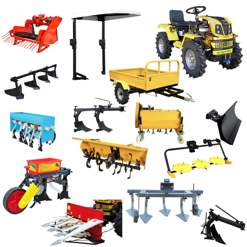 Pachet complet Minitractor ProGARDEN Campo T18 V25.1 4x4 18CP benzina hidraulica fata-spate roti 6.00-12 + 14 accesorii