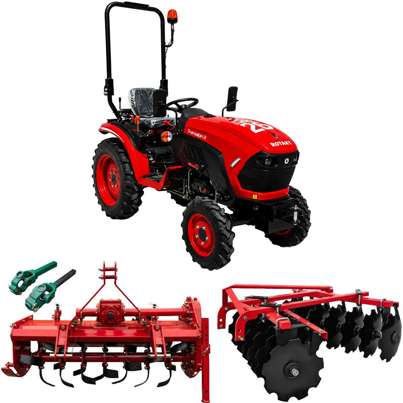 Tractor Rotakt Transalpin 2 motor 26.5 CP diesel 3 cilindri 1.532 cmc tractiune 4x4 + grapa cu disc latime lucru 120 cm + freza tractata latime lucru 130 cm