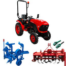 Tractor Rotakt Transalpin 2 motor 26.5 CP diesel 3 cilindri 1.532 cmc tractiune 4x4 + freza tractata latime lucru 120 cm + plug reversibil manual cu 2 trupite