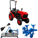 Tractor Rotakt Transalpin 2 motor 26.5 CP diesel 3 cilindri 1.532 cmc tractiune 4x4 + plug reversibil manual cu 2 trupite + tocator vegetatie latime lucru 100 cm
