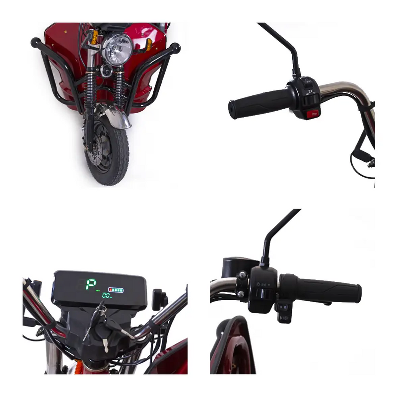 Tricicleta electrica Rotakt Guliver putere 2000W viteza 25 km/h autonomie 68 km baterie Plumb-Acid 72V/58Ah greutate admisa 617kg fara permis - albastru