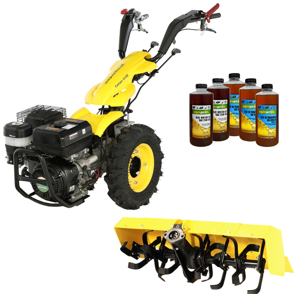 ProGARDEN Campo U16E motocultor multifunctional 14CP benzina EU V pornire electrica 3+2 viteze reductor + Freza tractata X90N 900mm + Uleiuri