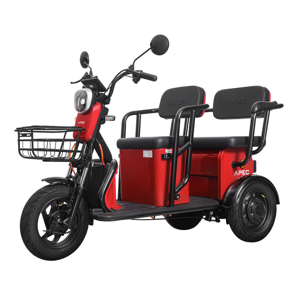 Tricicleta electrica Voltarom APM5 putere 1000 W 20 AH 60V viteza 25 km/h autonomie 40 km fara permis culoare rosu