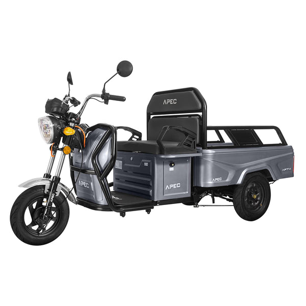 Tricicleta electrica Voltarom APT4 putere 1000 W viteza 25 km/h autonomie 41 km fara permis culoare gri