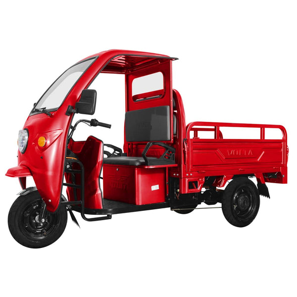 Tricicleta electrica Voltarom Hercules VT5 putere 3900 W 72V 120 AH viteza 25 km/h autonomie 120 km cu cabina fara permis culoare rosu