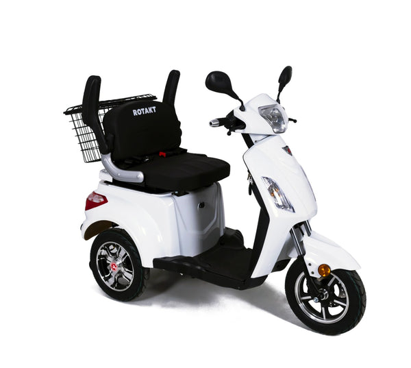 Tricicleta electrica Rotakt Voyager putere 1000W viteza 25 km/h autonomie 49 km acumulatori 60V/20Ah greutate admisa 199kg fara permis