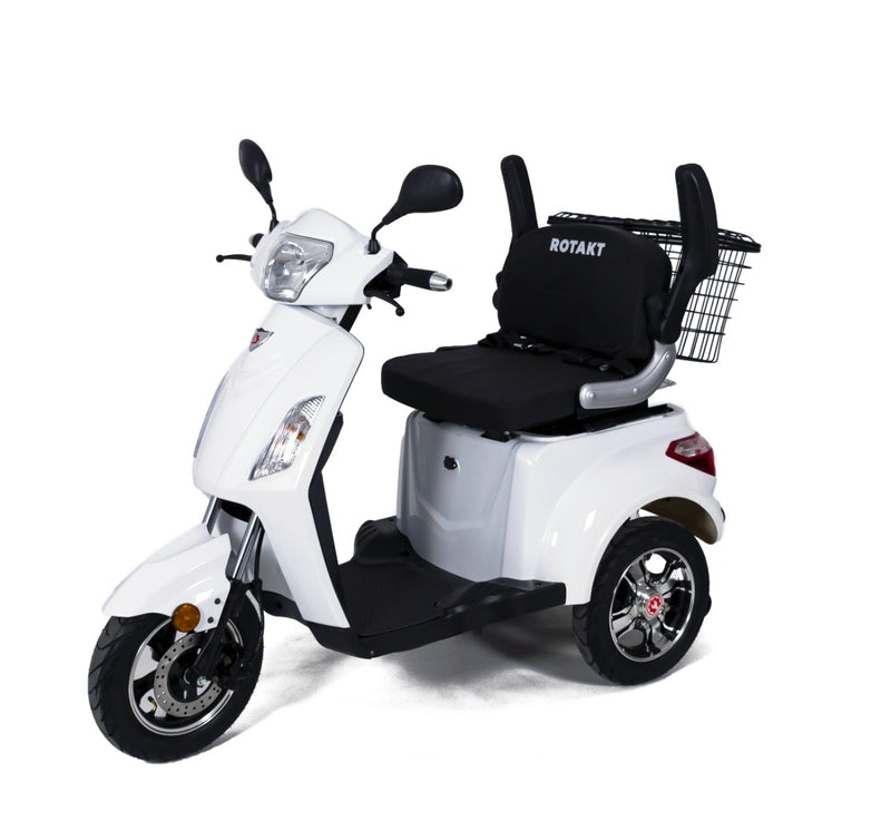 Tricicleta electrica Rotakt Voyager putere 1000W viteza 25 km/h autonomie 49 km acumulatori 60V/20Ah greutate admisa 199kg fara permis