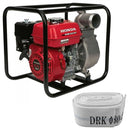 Motopompa apa curata si semimurdara Honda WB30XT 3" motor 4.9 CP 163 cmc 4 timpi debit 66 mc/h refulare 23 m absorbtie 7.5 m + Furtun refulare tip pompieri 3" fara racorduri