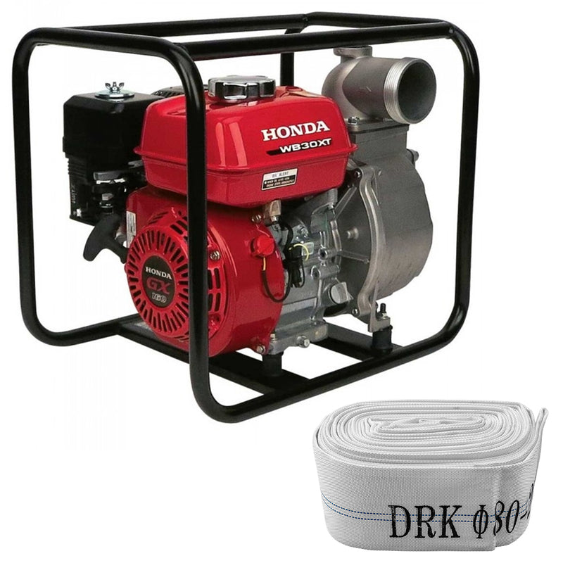 Motopompa apa curata si semimurdara Honda WB30XT 3" motor 4.9 CP 163 cmc 4 timpi debit 66 mc/h refulare 23 m absorbtie 7.5 m + Furtun refulare tip pompieri 3" fara racorduri
