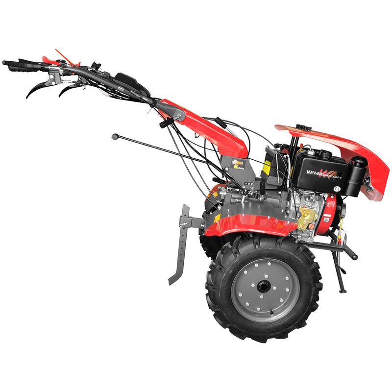Motocultor Weima cu Diferential WM1100BE-6 Motor 12 CP Diesel 6 viteze Latime lucru 140 cm Pornire electrica roti metal plug arat rarita reglabila plug cartofi cultivator plug reversibil 5l ulei