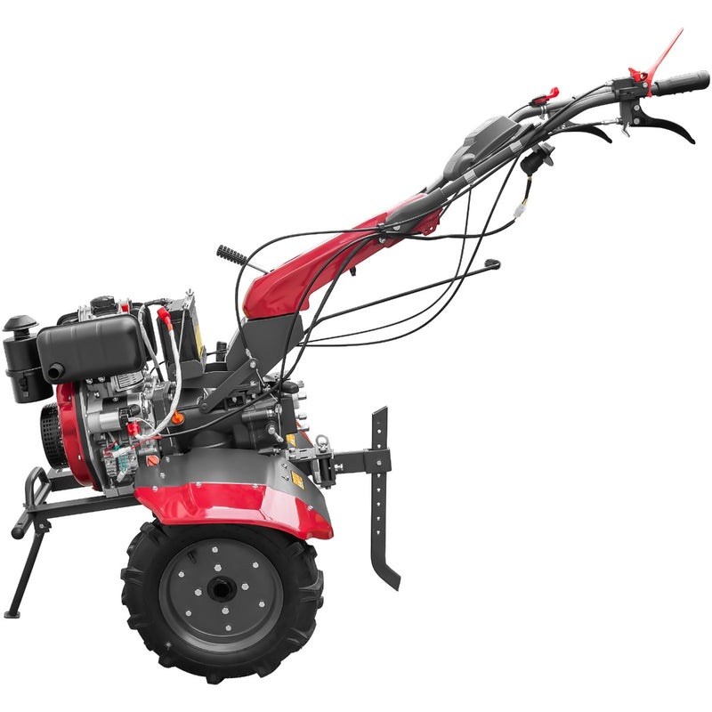 Motocultor Weima WM1100AE-6 pornire electrica motor 7 CP diesel 6 viteze latime lucru 110 cm freze roti cauciuc 4.00-10 reductor usor/greu roti metal plug arat rarita reglabila plug cartofi 5l ulei