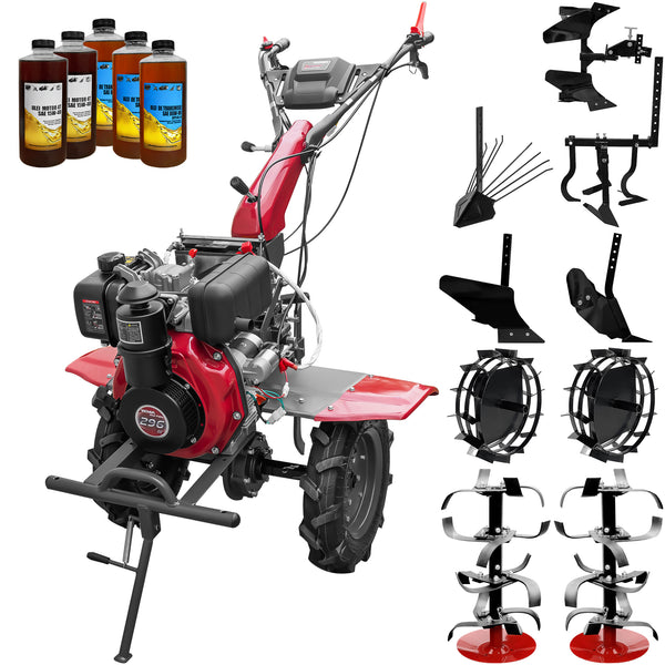Motocultor Weima WM1100AE-6 pornire electrica motor 7 CP diesel 6 viteze latime lucru 110 cm freze roti cauciuc 4.00-10 reductor usor/greu roti metal plug arat rarita reglabila plug cartofi cultivator plug reversibil 5l ulei