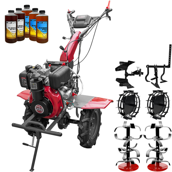 Motocultor Weima WM1100AE-6 pornire electrica motor 7 CP diesel 6 viteze latime lucru 110 cm freze roti cauciuc 4.00-10 reductor usor/greu roti metal cultivator plug reversibil 5l ulei