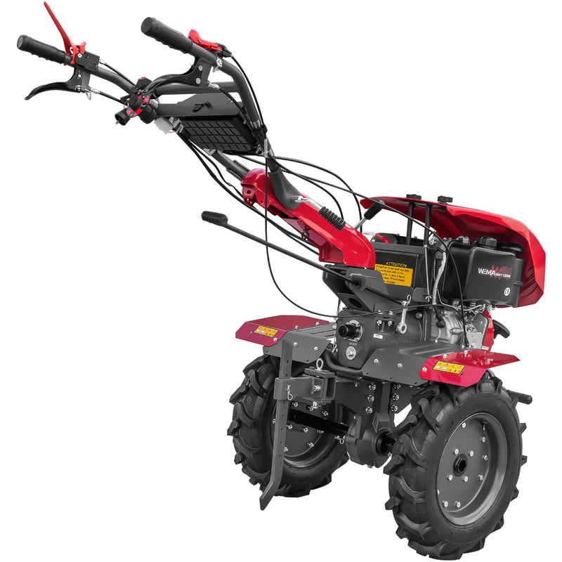 Motocultor Weima WM1100BE pornire electrica motor 10 CP diesel 2+1 viteze latime lucru 135 cm freze roti cauciuc 5.00-12" roti metal plug arat rarita reglabila plug cartofi cultivator plug reversibil 5l ulei