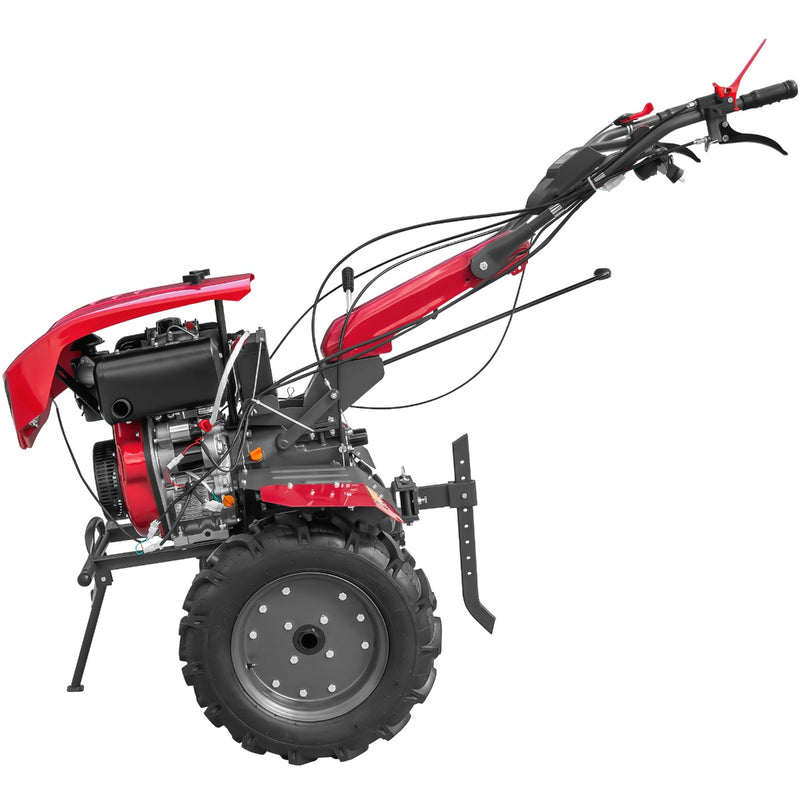 Motocultor Weima WM1100BE pornire electrica motor 10 CP diesel 2+1 viteze latime lucru 135 cm freze roti cauciuc 5.00-12" roti metal cultivator plug reversibil 5l ulei