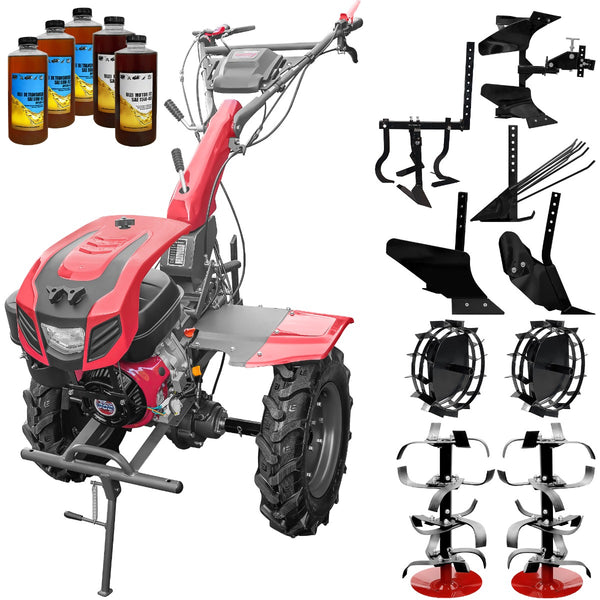 Motocultor Weima WM 1100D-6 cu diferential motor 9.5 CP 6 viteze latime lucru 110 cm freze roti cauciuc 5x12 reductor usor/greu capota cu far roti metal plug arat rarita reglabila plug cartofi cultivator plug reversibil 5l ulei