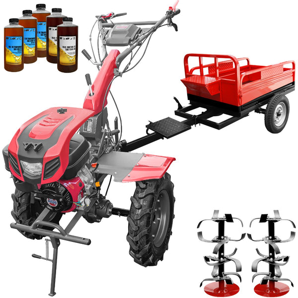 Motocultor Weima WM 1100D-6 cu diferential motor 9.5 CP 6 viteze latime lucru 110 cm freze roti cauciuc 5x12 reductor usor/greu capota cu far remorca 5l ulei