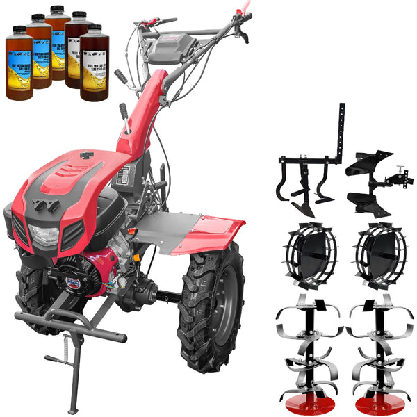 Motocultor Weima WM 1100D-6 cu diferential motor 9.5 CP 6 viteze latime lucru 110 cm freze roti cauciuc 5x12 reductor usor/greu capota cu far roti metal cultivator plug reversibil 5l ulei