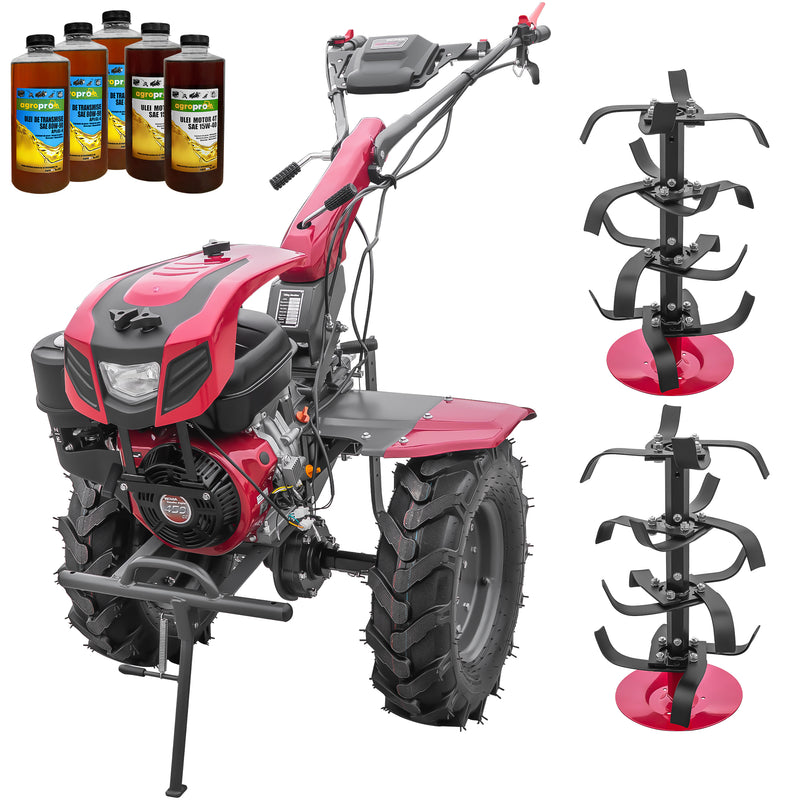 Motocultor Weima WM1100F-6 motor 18 CP benzina 4+2 viteze latime lucru 110 cm freze roti cauciuc 6.50-12" capota cu far ghidon reglabil 5l ulei